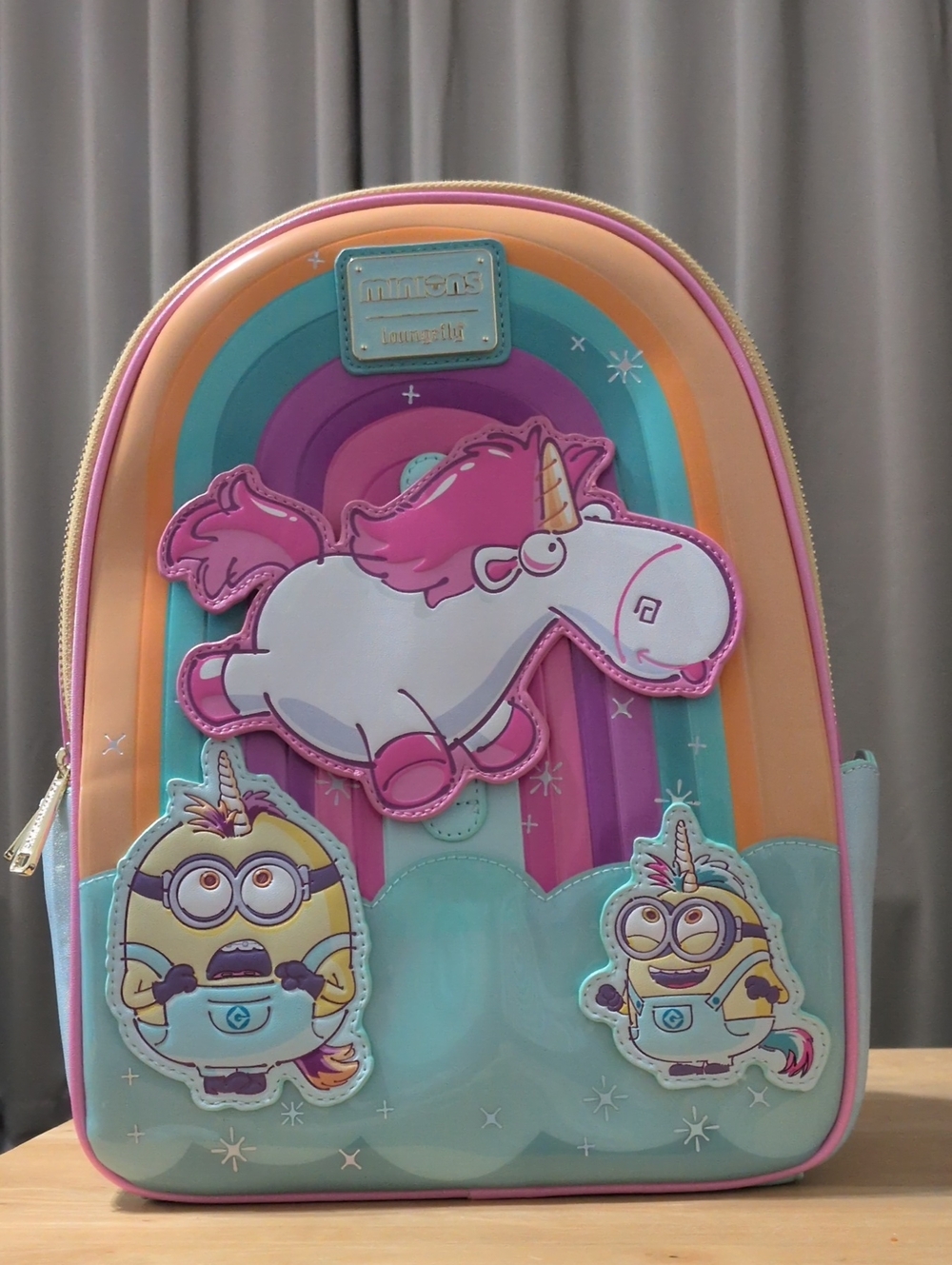 Adorable Minions Fluffy Unicorn Loungefly Back Pack - Picture 7 of 13